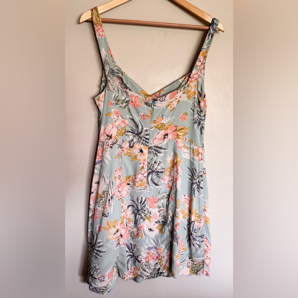 Reformation Floral Mini Dress Green Pink Size 10 Summer Slip Dress - Picture 2 of 9